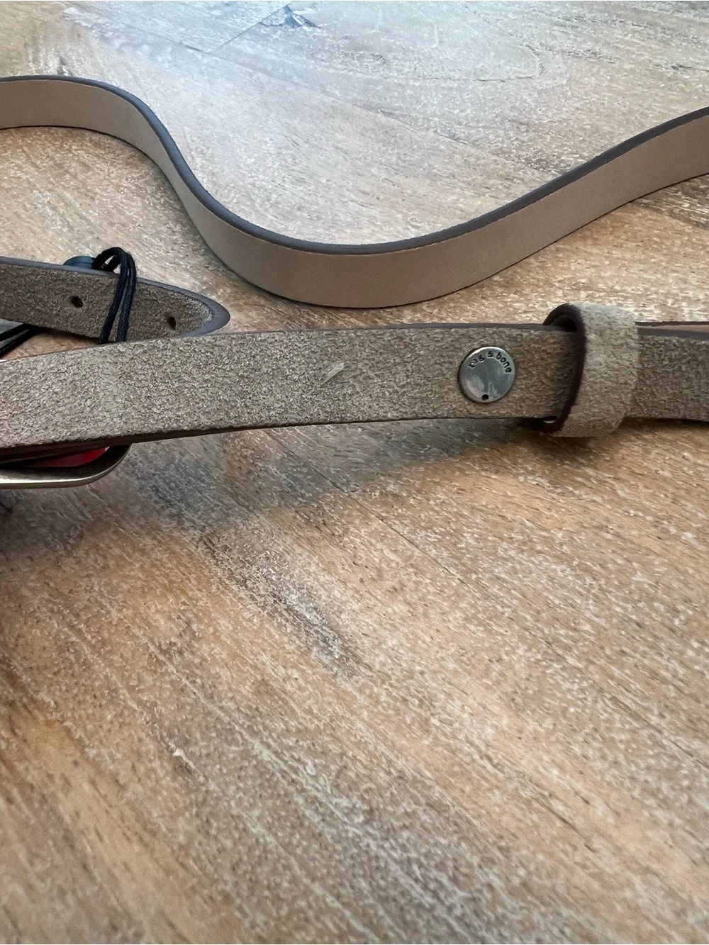 Rag & Bone Baby Rounded Rebound Belt Light Sand Suede